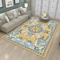 Mediterranean Moroccan Carpet in Brown Floral Pattern Carpet Polyester Non-Slip Washable Living Room Carpet for Home Decor