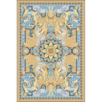 Mediterranean Moroccan Carpet in Brown Floral Pattern Carpet Polyester Non-Slip Washable Living Room Carpet for Home Decor
