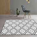 White Bedroom Rug Modern Diamond Pattern Area Rug Polyester Pet Friendly Machine Washable Rug