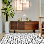 White Bedroom Rug Modern Diamond Pattern Area Rug Polyester Pet Friendly Machine Washable Rug