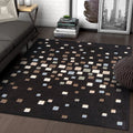 Black Bedroom Rug New Plaid Pattern Rug Polyester Non-Slip Backing Pet-Friendly Rug