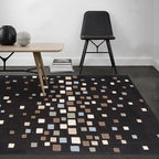 Black Bedroom Rug New Plaid Pattern Rug Polyester Non-Slip Backing Pet-Friendly Rug