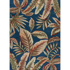 Blue Tropical Carpet Polyester Leaf Print Carpet Washable Non-Slip Back Carpet for Living Room