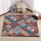 Colorful Bedroom Carpet Moroccan Tiles Carpet Polyester Non-slip Backing Carpet