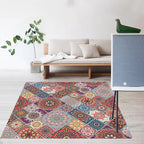 Colorful Bedroom Carpet Moroccan Tiles Carpet Polyester Non-slip Backing Carpet