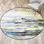 Modern rug for the living room in white Abstract oil painting print rug Polyester non-slip back washable rug