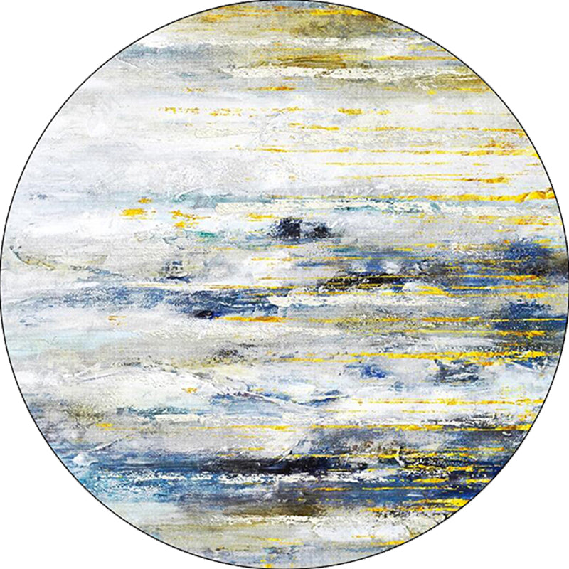 Modern rug for the living room in white Abstract oil painting print rug Polyester non-slip back washable rug
