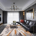 Ivory Bedroom Rug Modern Abstract Watercolor Painting Line Pattern Rug Polyester Non-Slip Machine Washable Rug