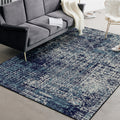 Modern living room rug in blue abstract print rug polyester machine washable non-slip rug