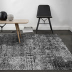 Black bedroom rug modern abstract pattern rug polyester dirt-repellent machine washable rug