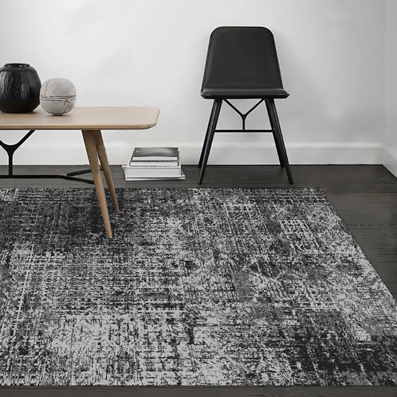 Black bedroom rug modern abstract pattern rug polyester dirt-repellent machine washable rug