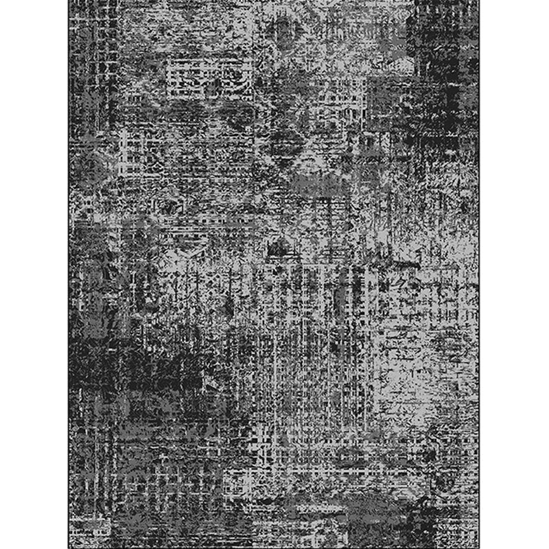 Black bedroom rug modern abstract pattern rug polyester dirt-repellent machine washable rug
