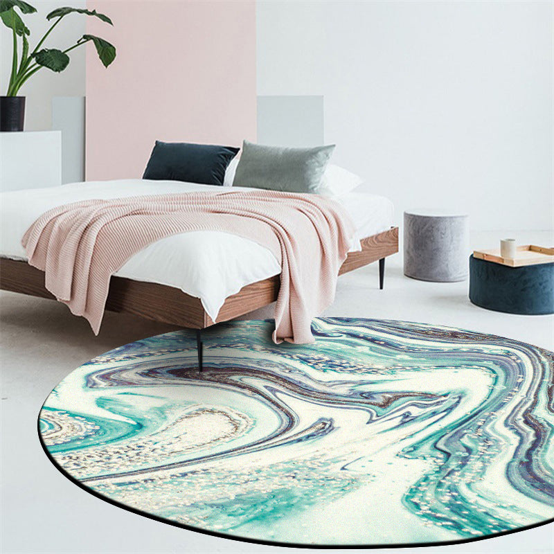 Modern living room carpet in green abstract marble print Carpet polyester washable non-slip backing carpet