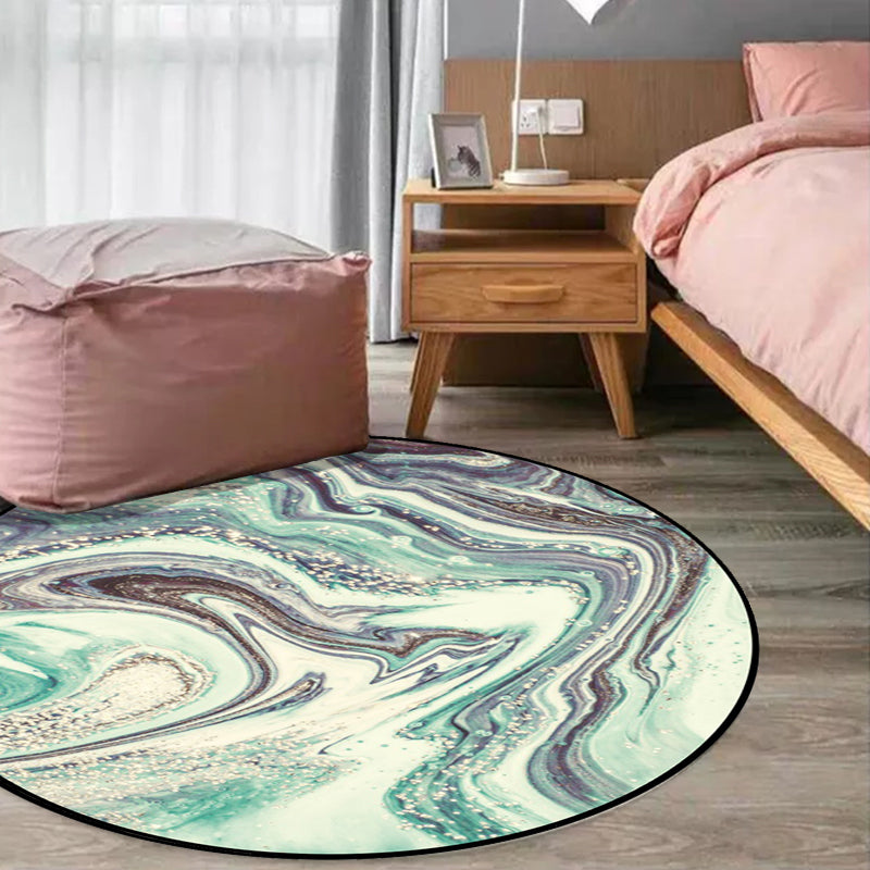 Modern living room carpet in green abstract marble print Carpet polyester washable non-slip backing carpet