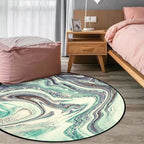 Modern living room carpet in green abstract marble print Carpet polyester washable non-slip backing carpet