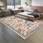Persian Moroccan rug in ivory and gray flower petal motif pattern rug polyester washable rug for home decor