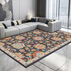 Persian Moroccan rug in ivory and gray flower petal motif pattern rug polyester washable rug for home decor