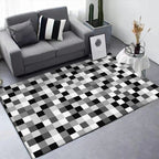 Contemporary modern rug in black and white with a small damage pattern polyester rug pet-friendly rug for home decor