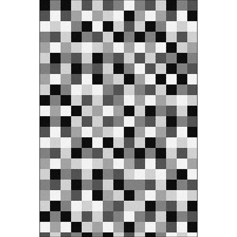 Contemporary modern rug in black and white with a small damage pattern polyester rug pet-friendly rug for home decor