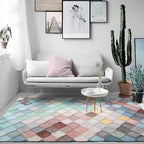 Modern living room rug Colorful scales diamond print rug Polyester stain-resistant area rug