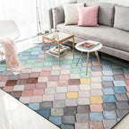 Modern living room rug Colorful scales diamond print rug Polyester stain-resistant area rug