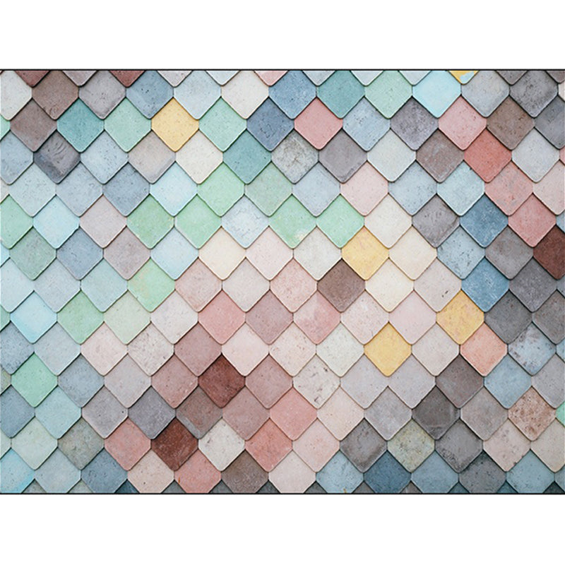 Modern living room rug Colorful scales diamond print rug Polyester stain-resistant area rug