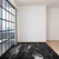 Industrial Abstract Rug Black Polyester Rug Machine Washable Non-Slip Backing Rug for Bedroom