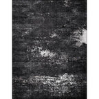 Industrial Abstract Rug Black Polyester Rug Machine Washable Non-Slip Backing Rug for Bedroom