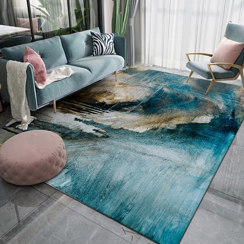 Modern living room rug Colorful Abstract Oil Painting Print Rug Polyester Stain Resistant Machine Washable Carpet