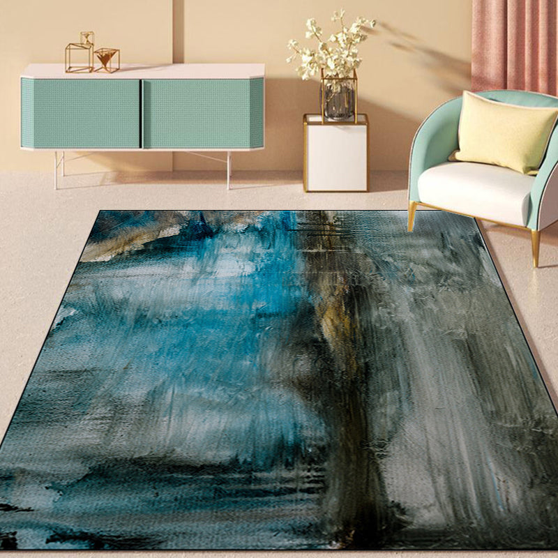 Modern living room rug Colorful Abstract Oil Painting Print Rug Polyester Stain Resistant Machine Washable Carpet