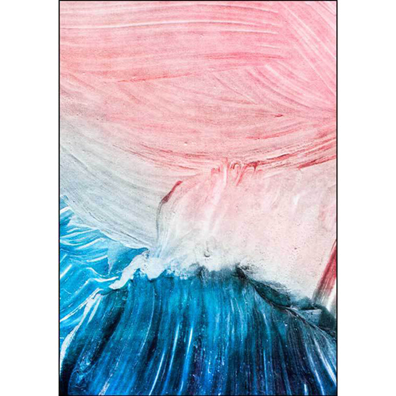Modern Living Room Rug in Pink and Blue Abstract Color Block Print Rug Polyester Washable Non-Slip Rug