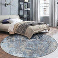 Blue Bedroom Rug Modern Abstract Paint Pattern Area Rug Polyester Stain Resistant Washable Rug