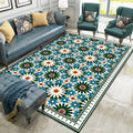 Persian Moroccan rug in green geometric floral design rug made of Polyester pet-friendly rug for home decor
