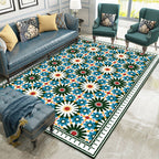 Persian Moroccan rug in green geometric floral design rug made of Polyester pet-friendly rug for home decor