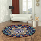 Mediterranean Moroccan rug in blue floral pattern rug Polyester pet-friendly rug for home decoration