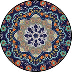 Mediterranean Moroccan rug in blue floral pattern rug Polyester pet-friendly rug for home decoration