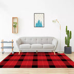 Modern living room rug in brown and red tartan pattern rug polyester pet-friendly area rug