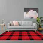 Modern living room rug in brown and red tartan pattern rug polyester pet-friendly area rug