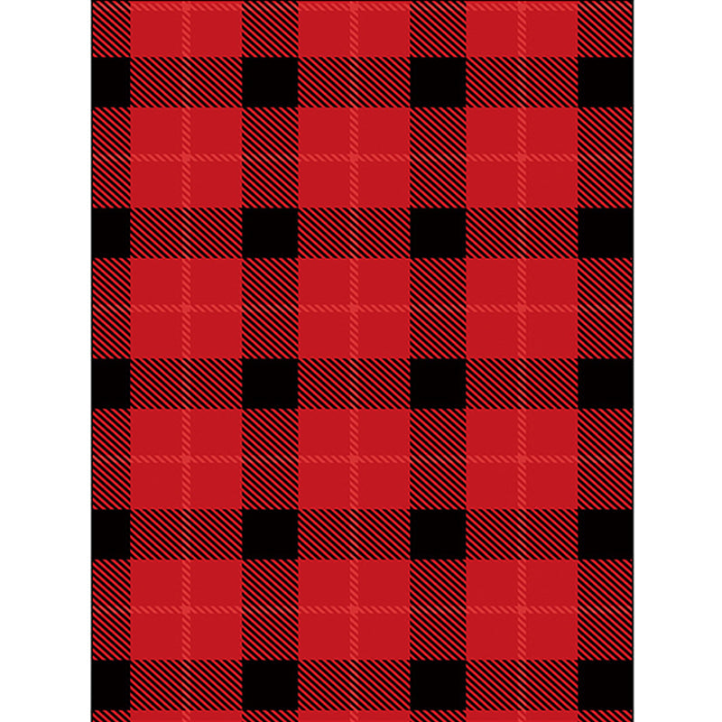 Modern living room rug in brown and red tartan pattern rug polyester pet-friendly area rug