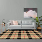 Modern living room rug in brown and red tartan pattern rug polyester pet-friendly area rug