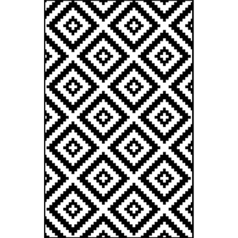 Modern living room rug in black and white diamond wave pattern rug polyester washable non-slip rug