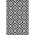 Modern living room rug in black and white diamond wave pattern rug polyester washable non-slip rug