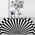 Novelty Living Room Rug in Black and White 3D Half Circle Stripe Print Rug Polyester Pet Friendly Washable Area Rug