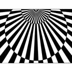 Novelty Living Room Rug in Black and White 3D Half Circle Stripe Print Rug Polyester Pet Friendly Washable Area Rug