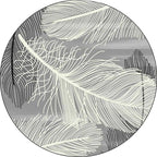 Gray and Black Tropical Carpet Mainly Polyester Feather Print Carpet Washable Non-Slip Back Carpet for Living Room
