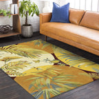 Orange Modern Area Rug Polyester Botanical Pattern Rug Washable Non-Slip Backing Carpet for Living Room