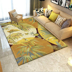 Orange Modern Area Rug Polyester Botanical Pattern Rug Washable Non-Slip Backing Carpet for Living Room