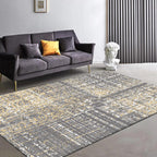 Funky Abstract Carpet Gray Industrial Carpet Polyester Washable Non-Slip Underlay Carpet for Living Room
