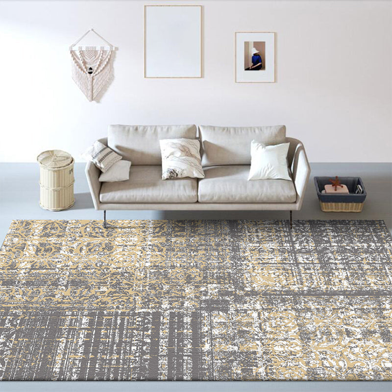 Funky Abstract Carpet Gray Industrial Carpet Polyester Washable Non-Slip Underlay Carpet for Living Room