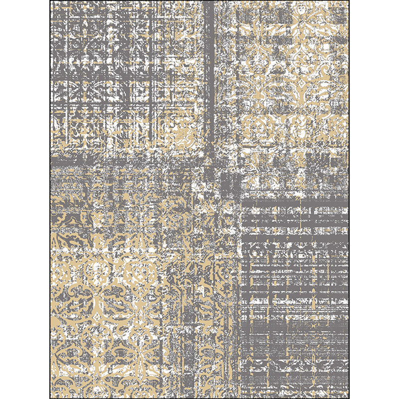 Funky Abstract Carpet Gray Industrial Carpet Polyester Washable Non-Slip Underlay Carpet for Living Room
